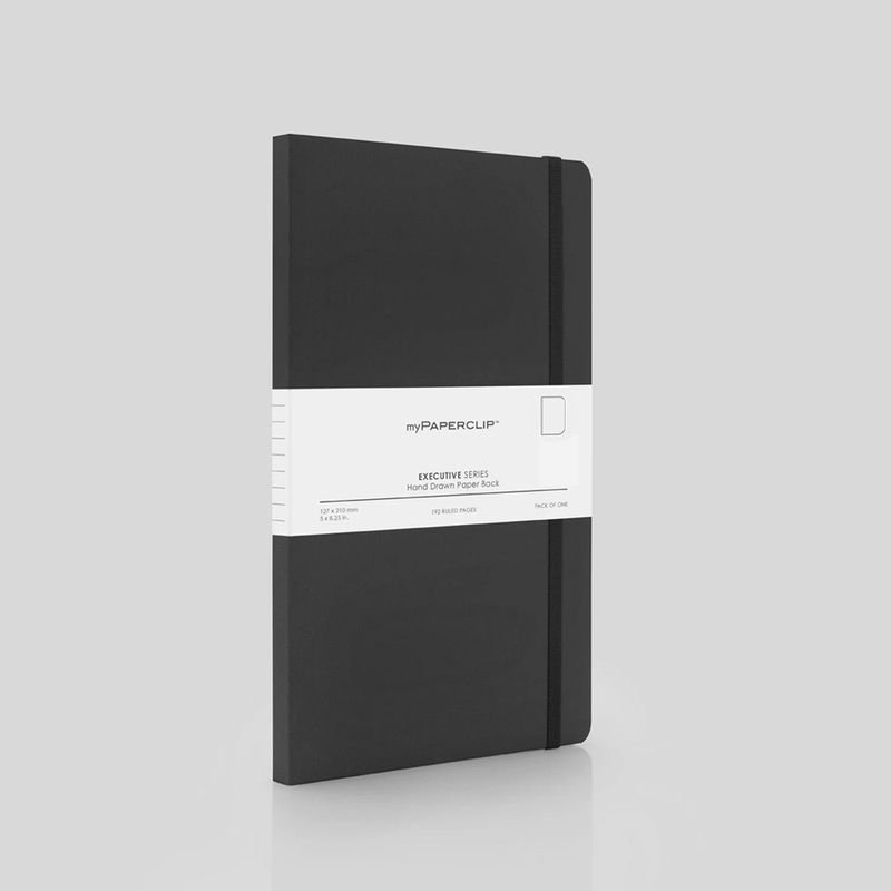 myPAPERCLIP Executive Series Soft Cover Notebook – Black – Medium – Plain