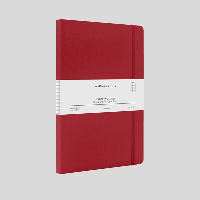 myPAPERCLIP Executive Series Soft Cover Notebook – Red – A5 – Squared