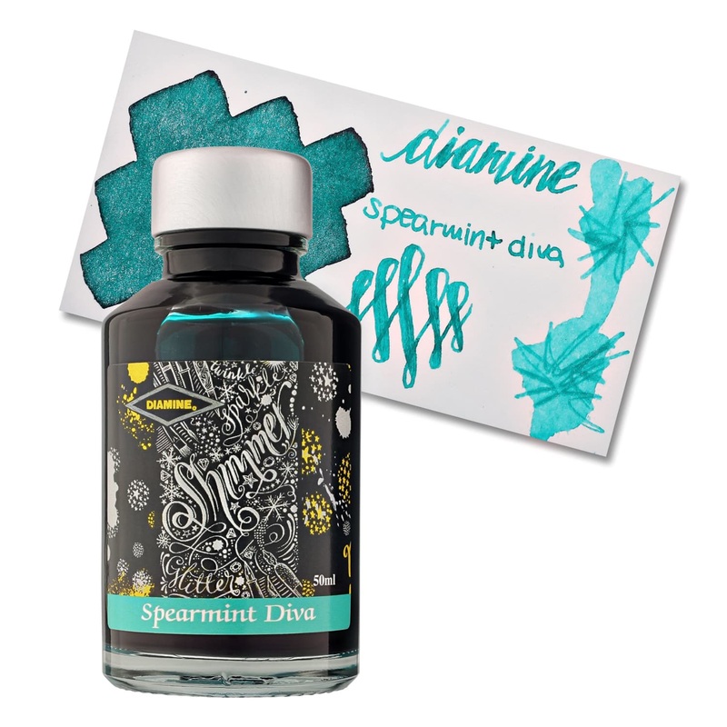 Diamine Shimmer Bottled Ink in Spearmint Diva Turquoise – 50 mL