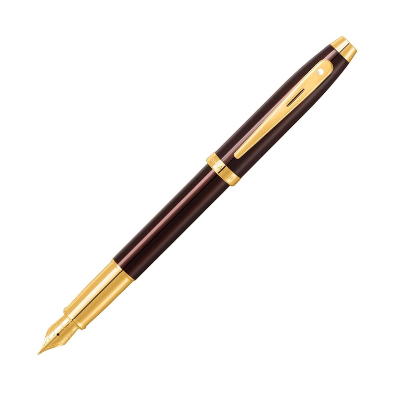Sheaffer 100 Fountain Pen in Coffee Brown with PVD Gold Trim
