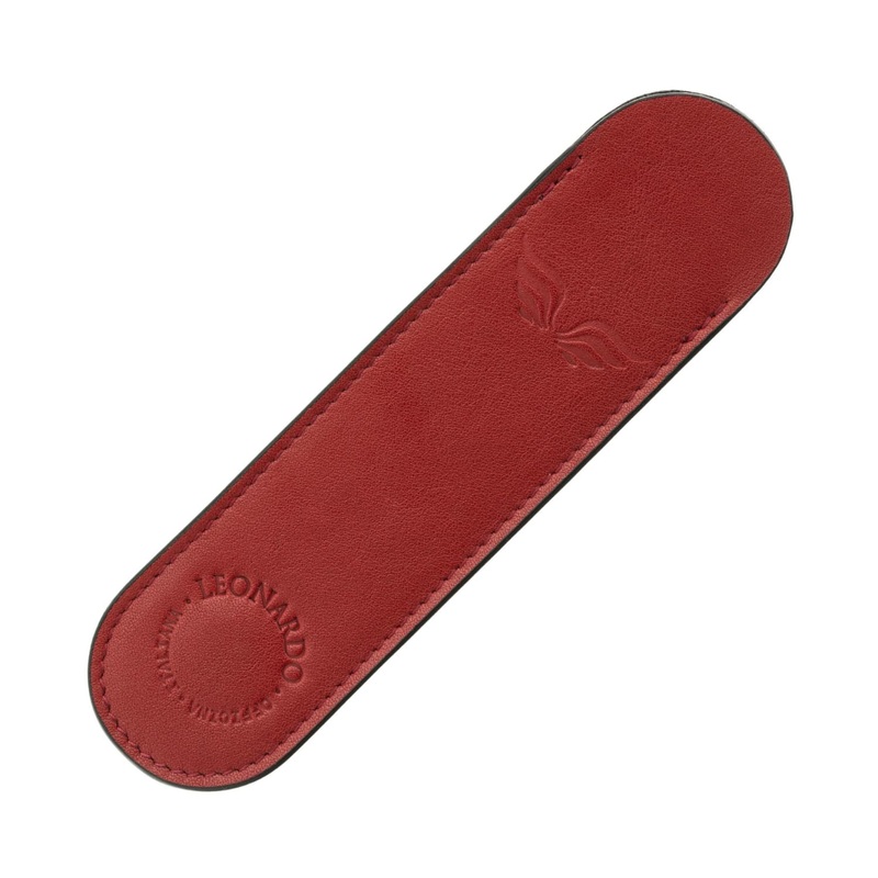 Leonardo Leather Single Pen Sleeve – Red