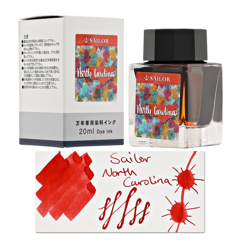 Sailor USA State Bottled Ink in North Carolina (Strawberry Red) – 20 mL