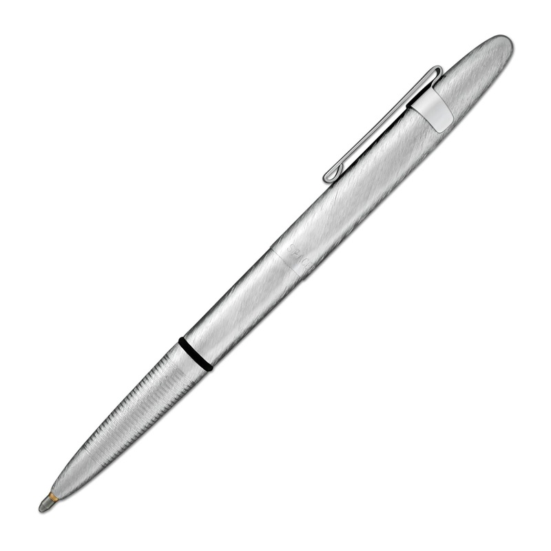 Fisher Space Pen Bullet Ballpoint Pen in Brushed Chrome with Clip