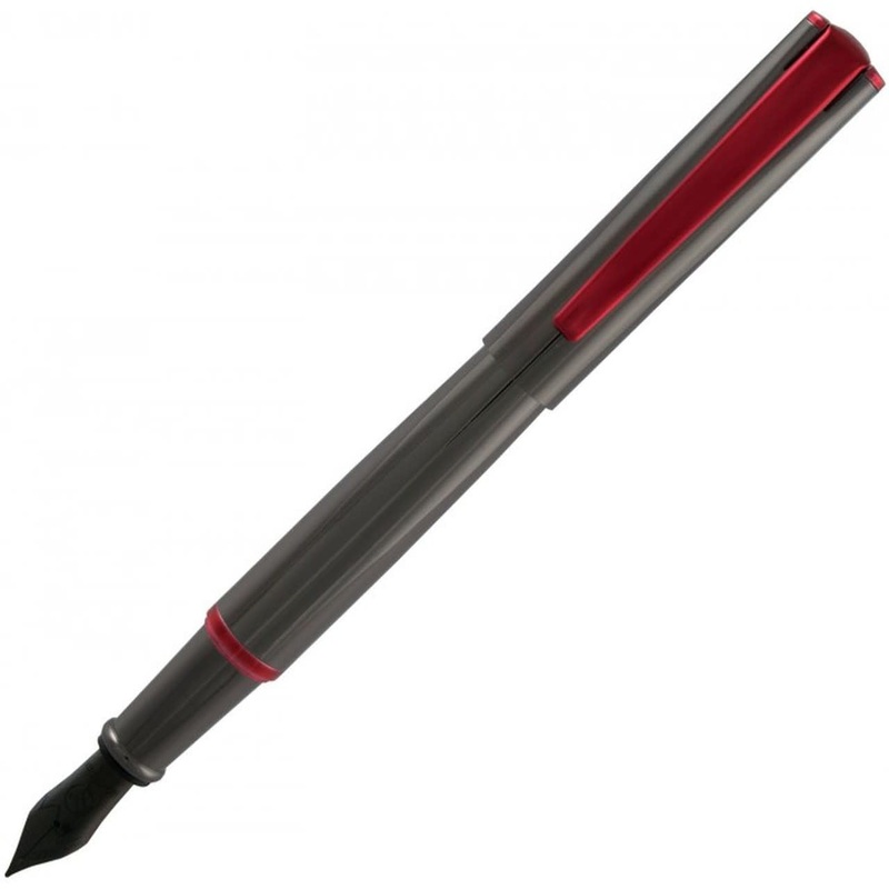 Monteverde Impressa Fountain Pen – Gun Metal with Red Trim