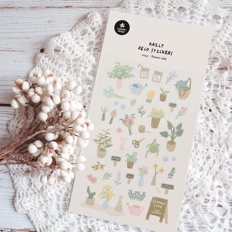Suatelier Daily Deco Sticker –  Flower Cafe Sticker