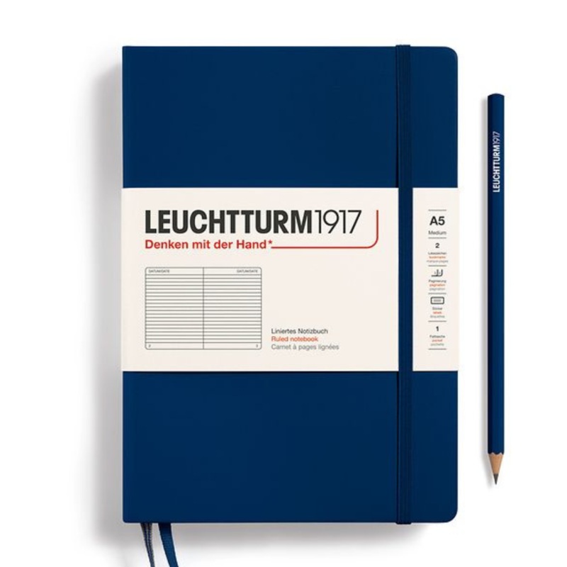 Leuchtturm1917 A5 Medium Hardcover Notebook – Ruled / Navy