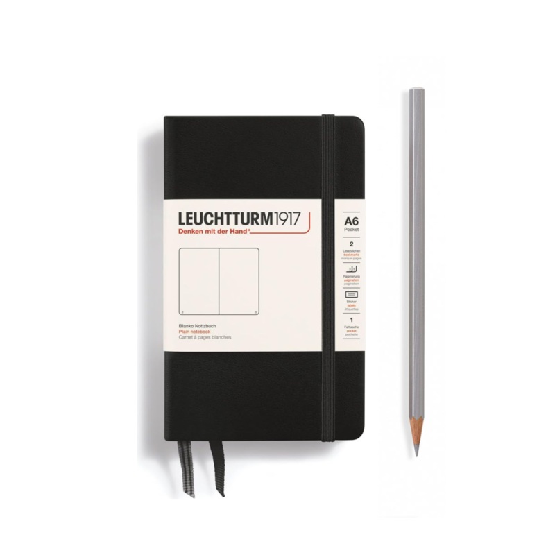 Leuchtturm1917 A6 Pocket Hardcover Notebook – Plain / Black