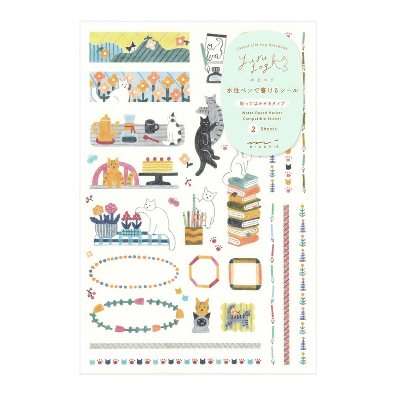 Midori Yuru Log Sticker (2 Sheets) – Cat