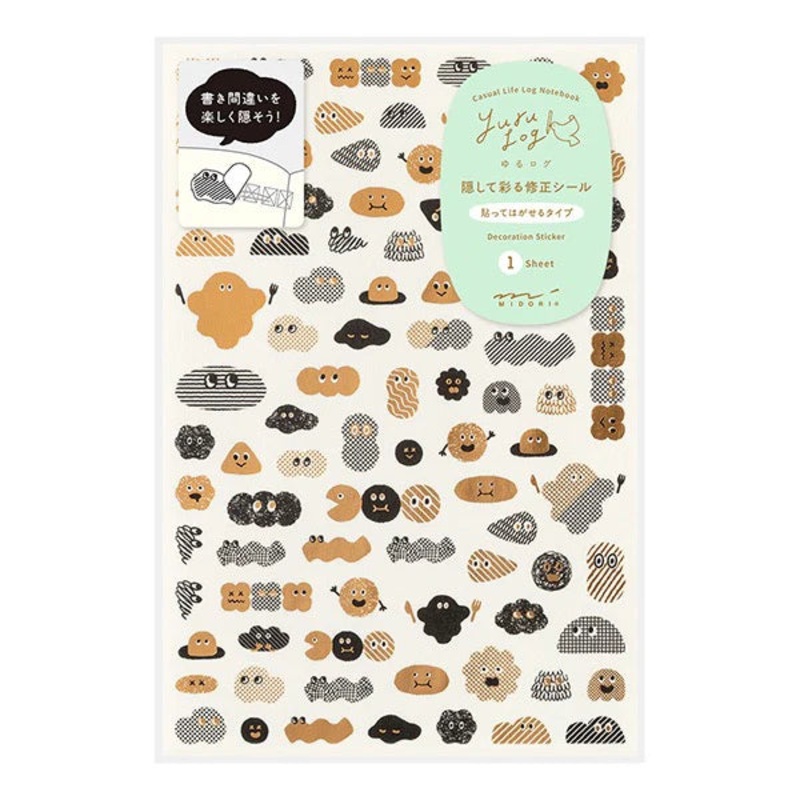 Midori Yuru Log Stickers – Camouflage Mini Monster (1 sheet)