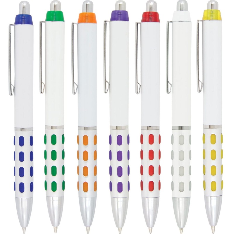 Plastic pen click action rubber grip City