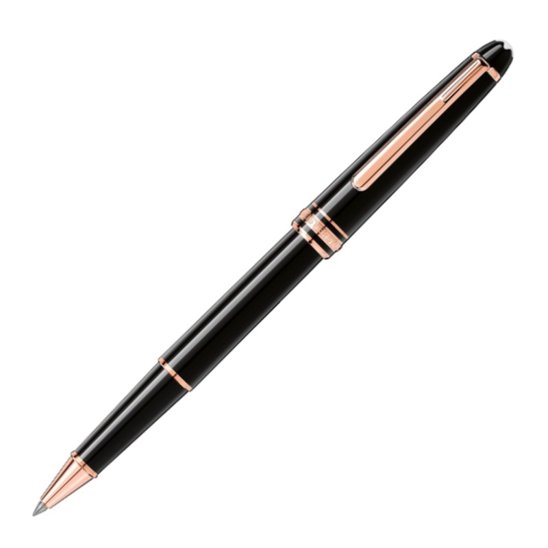 Montblanc Rollerball – Black with Rose Gold Trim (Meisterstck Classique)