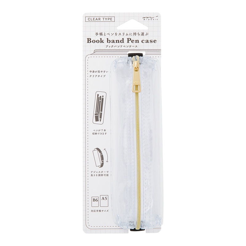 Midori Book Band Pen Case (B6-A5 Size) – Clear A