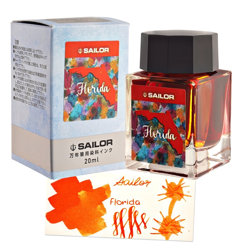 Sailor USA State Bottled Ink in Florida (Blood Orange) – 20mL