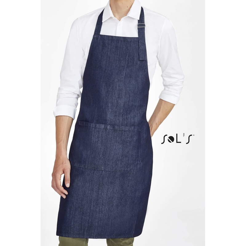 APRON made from denim with pocket