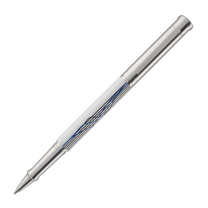 Otto Hutt Design 04 Rollerball Pen in White with Scribble Printing