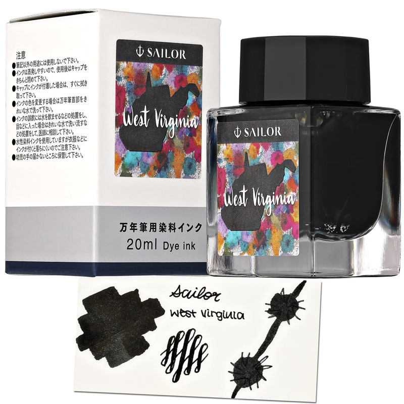 Sailor USA State Bottled Ink in West Virginia (Coal Gray) – 20 mL