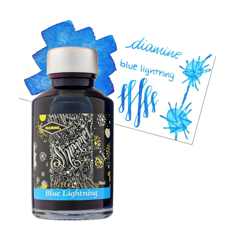 Diamine Shimmer Bottled Ink in Blue Lightning – 50 mL