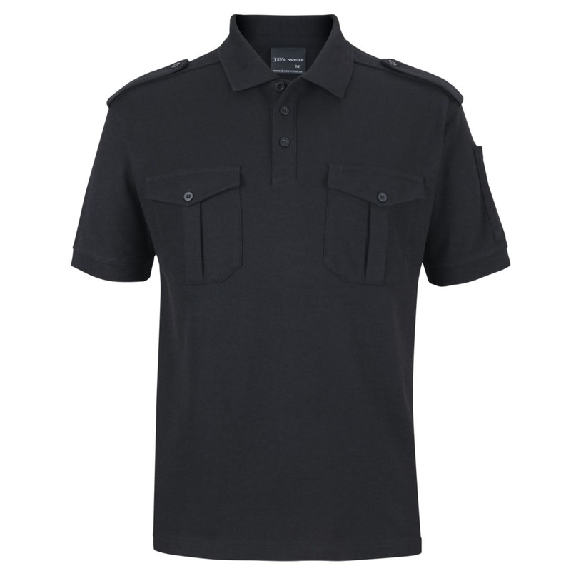 JB’s S/S 250 Epaulette Polo|Black|Light blue|White
