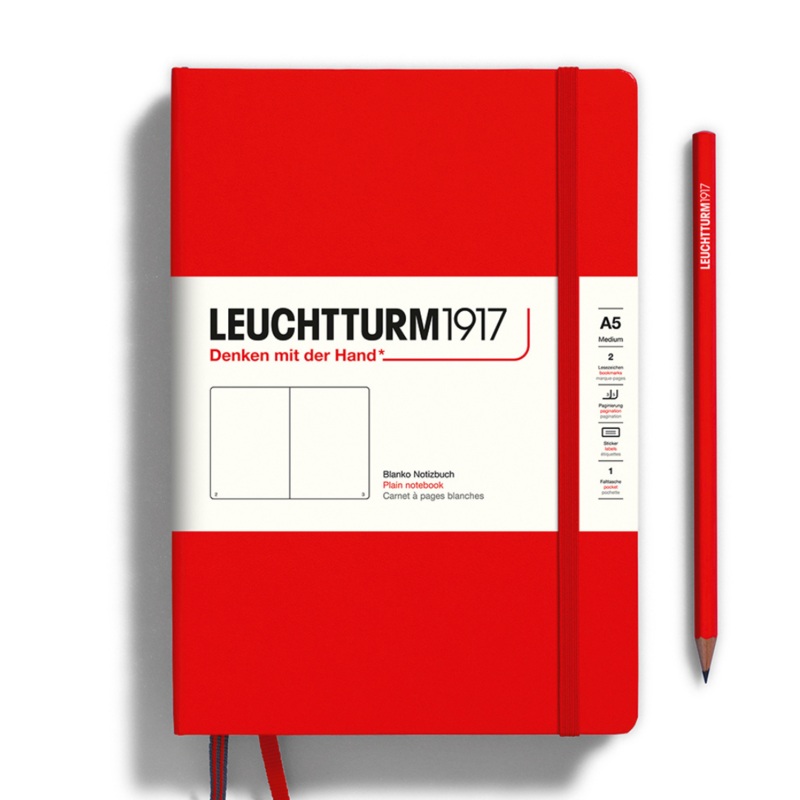 Leuchtturm1917 A5 Medium Hardcover Notebook – Plain / Red