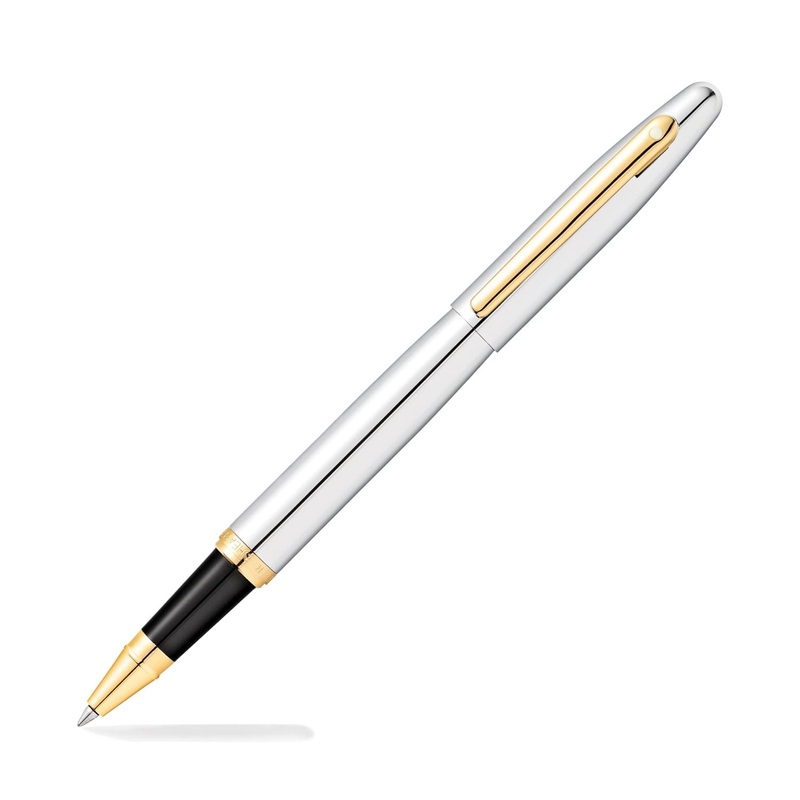 Sheaffer VFM Rollerball Pen in Polished Chrome with Gold Trim