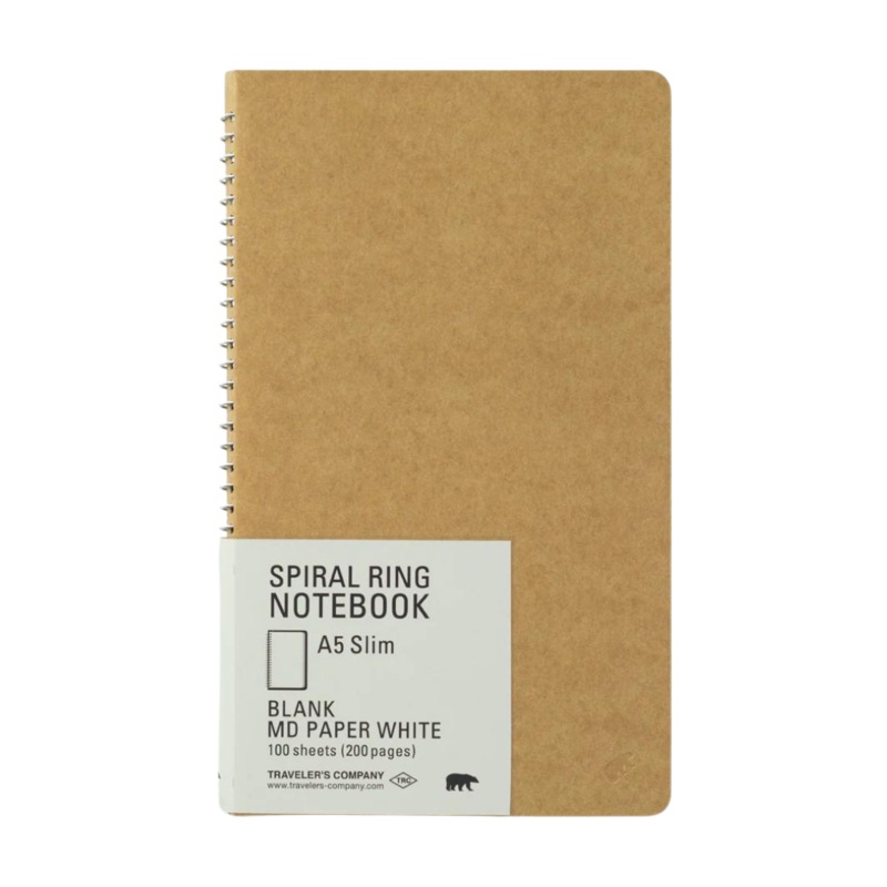 TRAVELER’S COMPANY Spiral Ring Notebook (A5 Slim) Blank MD Paper White
