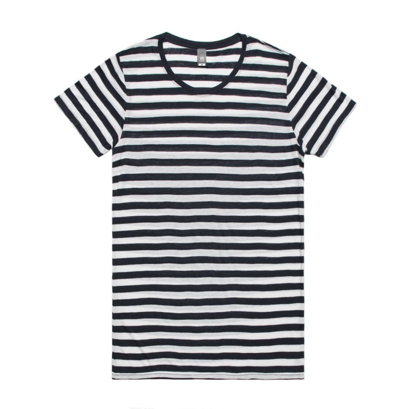 Wo’s Basic Stripe Tee|Black White|Dark Blue White