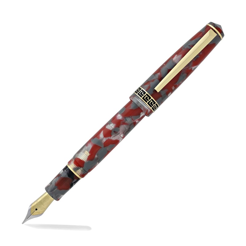 Laban Rosa Fountain Pen in Red and Gray Marbled – Medium Point