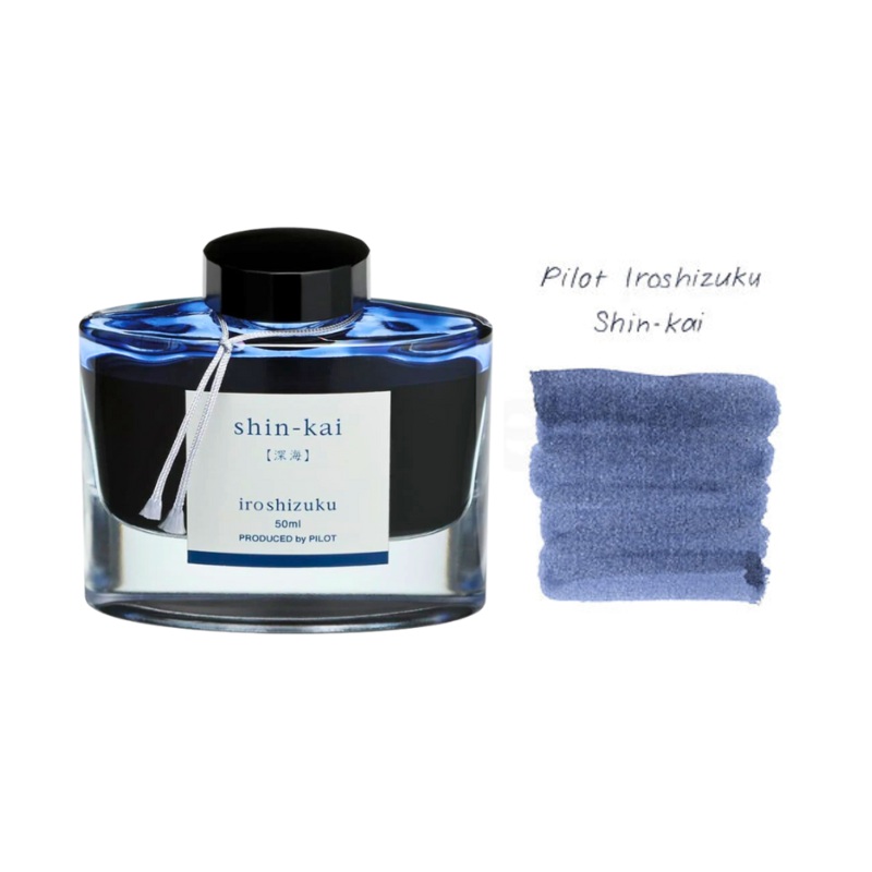Pilot Iroshizuku 50ml Ink Bottle Fountain Pen Ink – Shin-kai (Blue Grey)