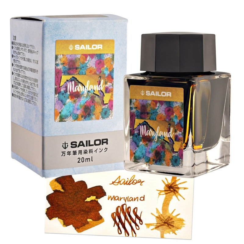 Sailor USA State Bottled Ink in Maryland (Yellow Brown) – 20mL