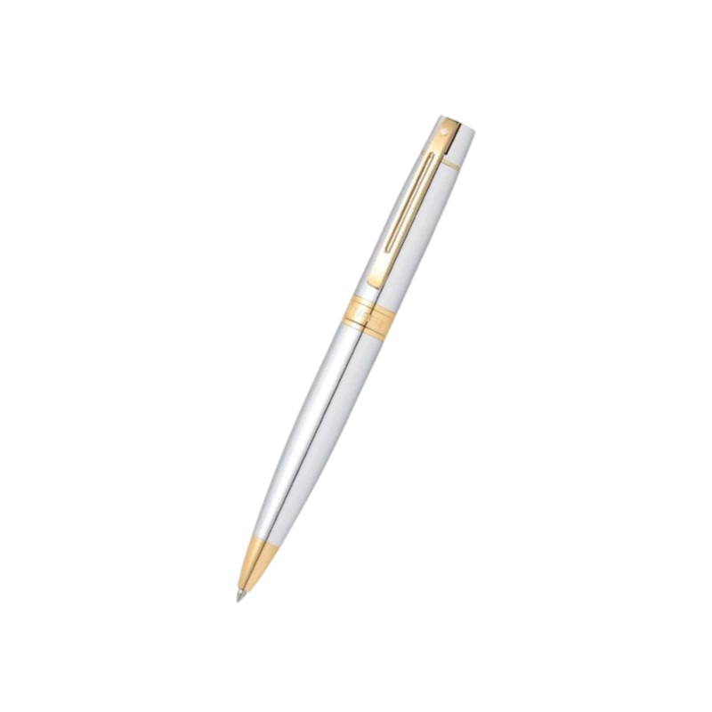 Sheaffer 300 E9342 Ballpoint Pen – Bright Chrome with Gold-tone Trims