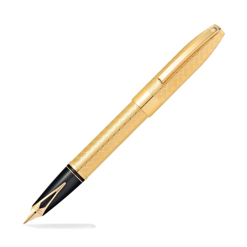 Sheaffer Legacy Fountain Pen in 23k Gold Plated with Chevron Engraving Pattern