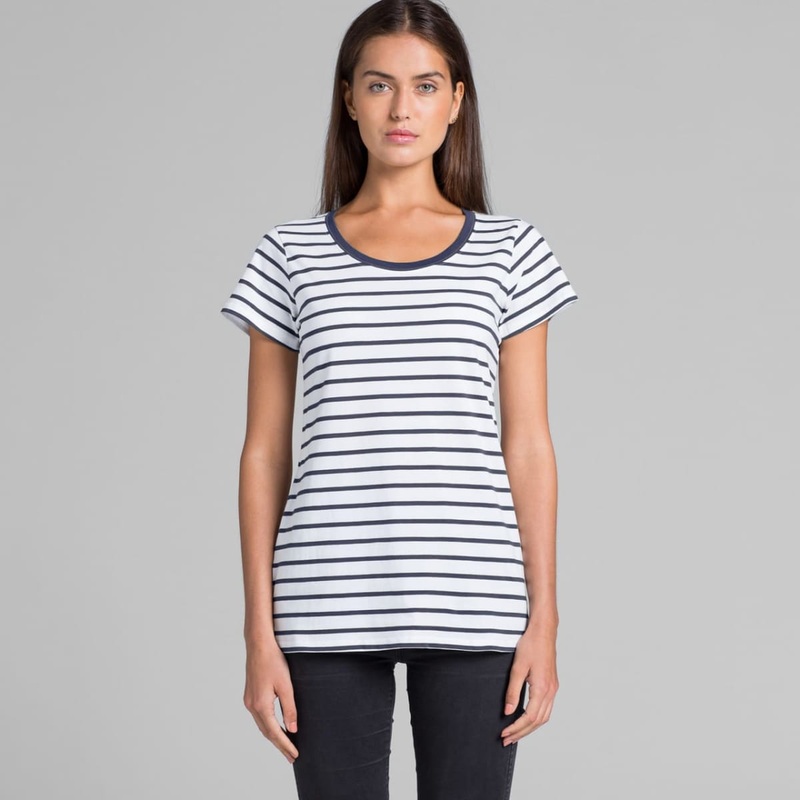 Wo’s Loop Stripe Tee|Black|White Dark Blue