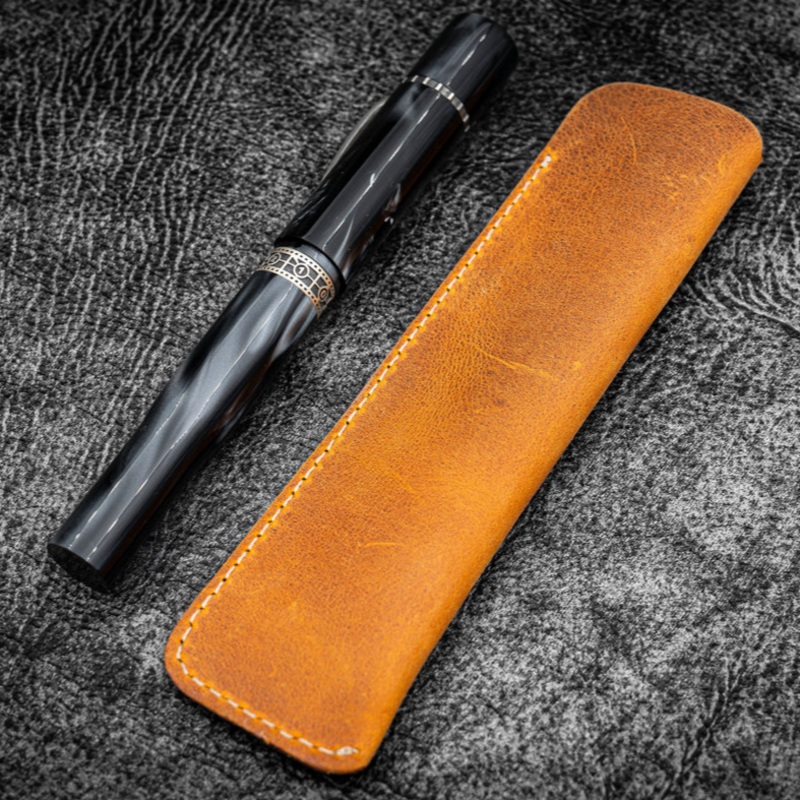 Galen Leather Single Fountain Pen Sleeve – Crazy Horse Brown
