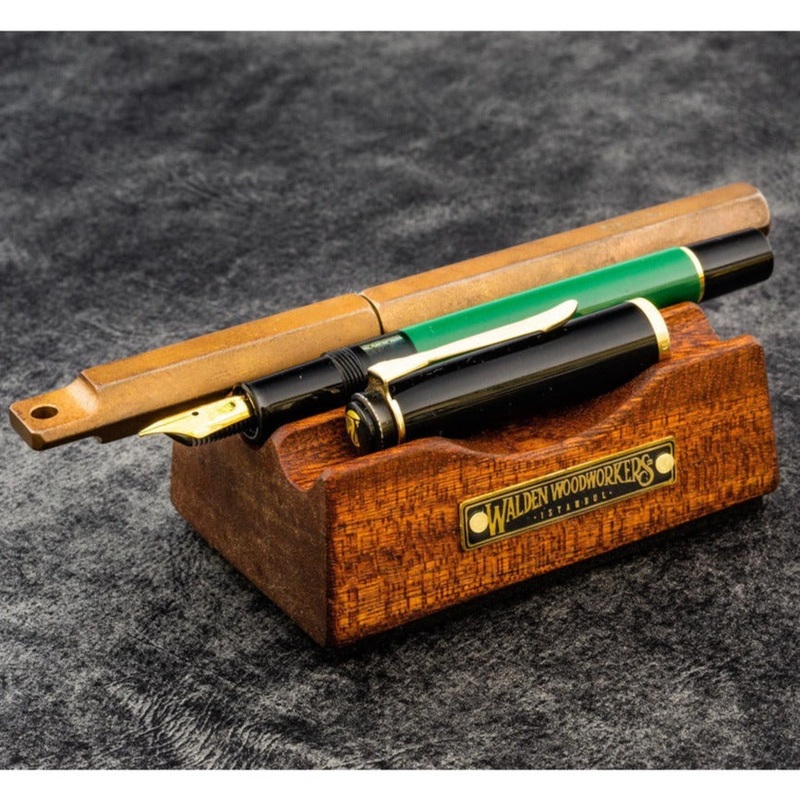 Galen Leather Wooden Pen Rest Pen and Brush Stand – Mahogany