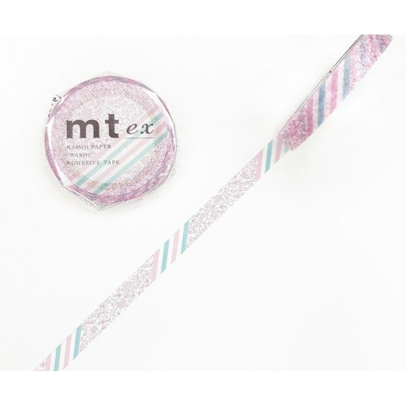 MT EX Washi Tape Pink  – Flower Stripe