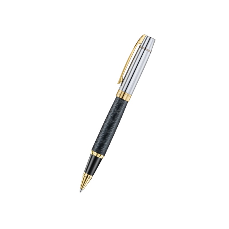 Sheaffer 300 9347 Rollerball Pen – Engraved Black with Chrome Cap and Gold Trims