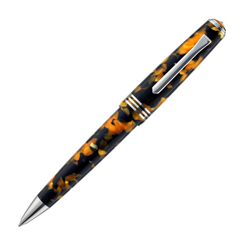 Tibaldi N60 Ballpoint Pen in Amber Yellow with Palladium Trim