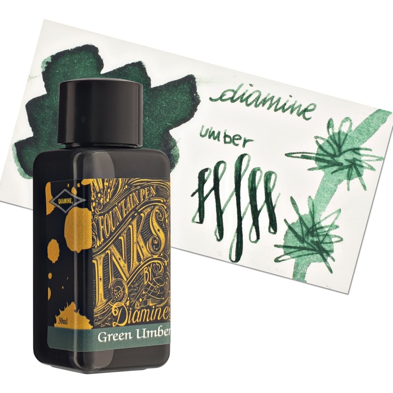Diamine Classic Bottled Ink and Cartridges in Umber Green