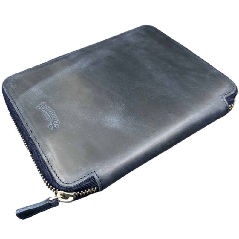 Galen Leather 20 Slot Zippered Pen Case – Crazy Horse Navy Blue