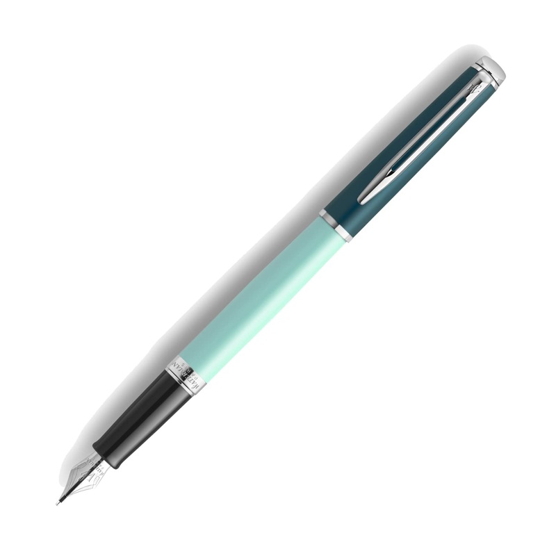 Waterman Hemisphere Colour Blocking Fountain Pen in Metal and Green Lacquer with Chrome Trim