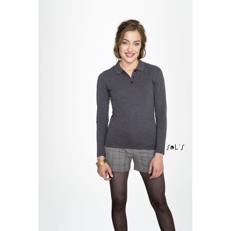 Polo shirt women’s long sleeve 100% cotton Pique PERFECT