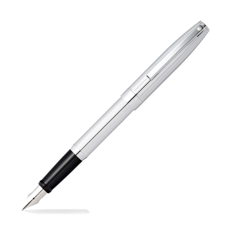 Sheaffer Sagaris Fountain Pen in Chrome with Vertical Line Engraving