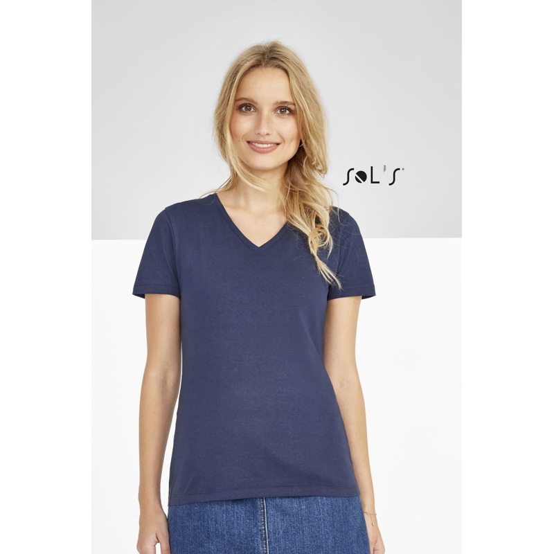 T-shirt V neck women’s Jersey 190g , 100% semi combed ring spun cotton IMPERIAL