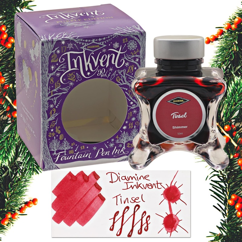 Diamine Inkvent Purple Edition Shimmer Bottled Ink in Tinsel – 50 mL