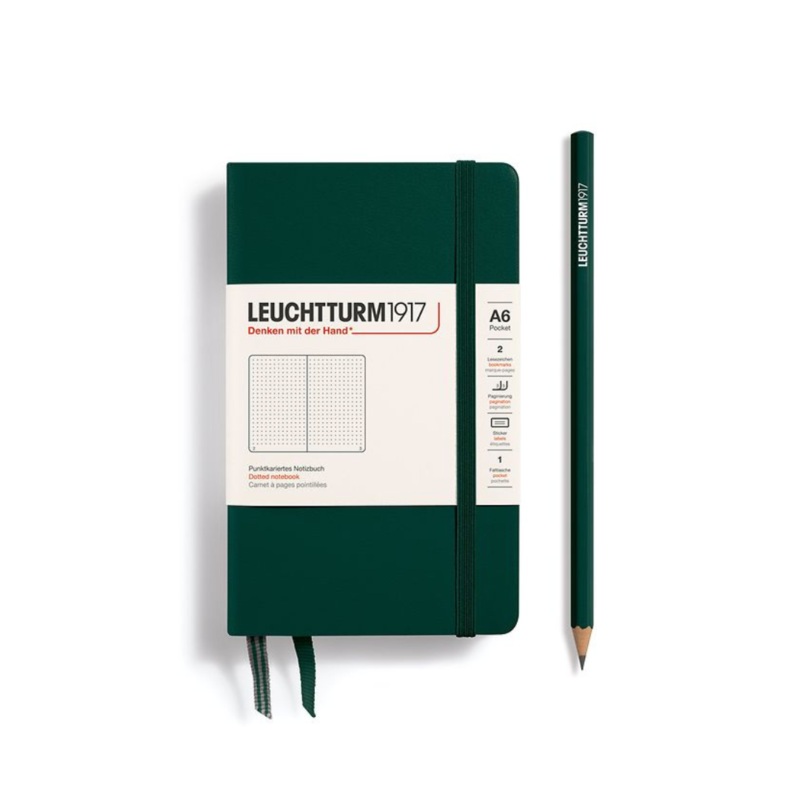Leuchtturm1917 A6 Pocket Hardcover Notebook – Dotted / Forest Green