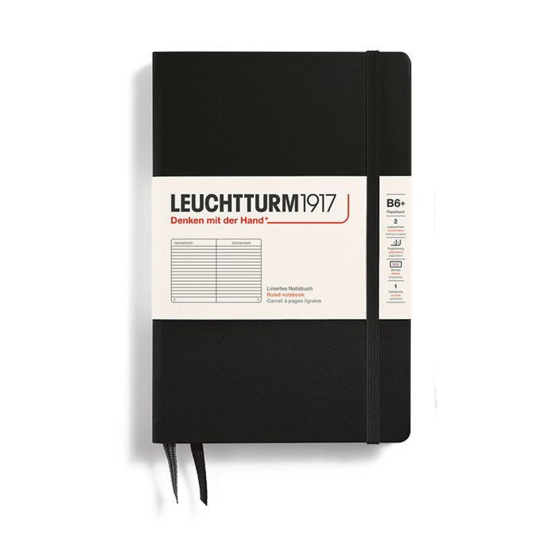 Leuchtturm1917 Paperback B6+ Hardcover Ruled Notebook – Black
