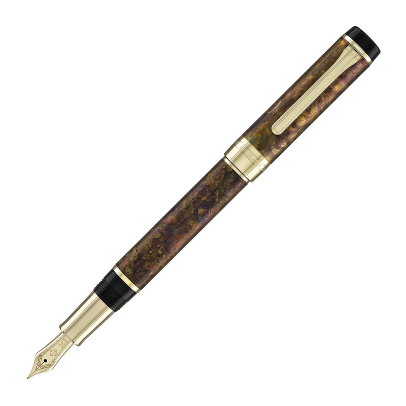 Sailor Cylint Fountain Pen in Brown Patina Hanmon-Kujiyaku with Gold IP Trim – 21kt Gold Nib