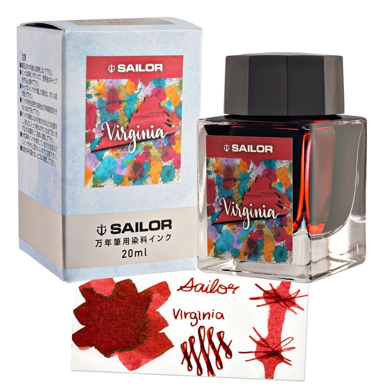 Sailor USA State Bottled Ink in Virginia (Red) – 20 mL
