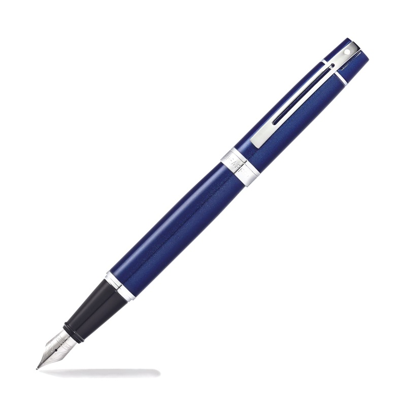 Sheaffer 300 Fountain Pen in Glossy Blue Lacquer with Chrome