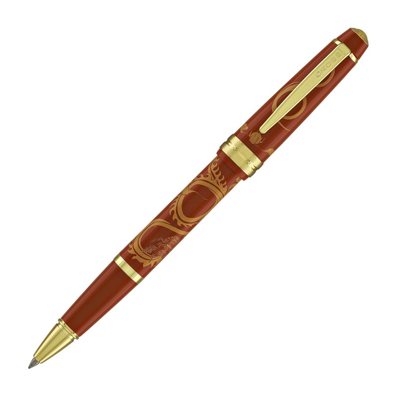 Cross Bailey Light Year of the Dragon Selectip Rollerball Pen in Polished Amber Resin and Gold Tone